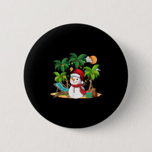 Christmas In July Snowman On Palm Tree Tropical Be 6 Cm Round Badge