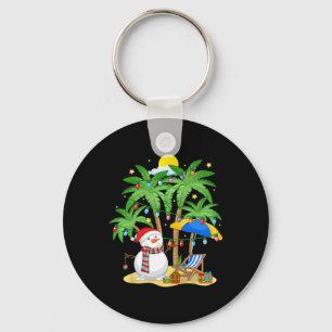 Christmas In July Snowman On Palm Tree Tropical Be Key Ring