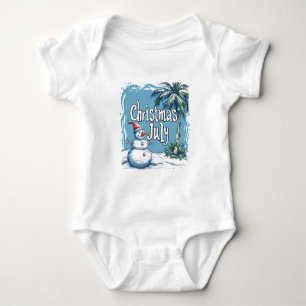 Christmas in July Snowman & Palm Tree Design Baby Bodysuit