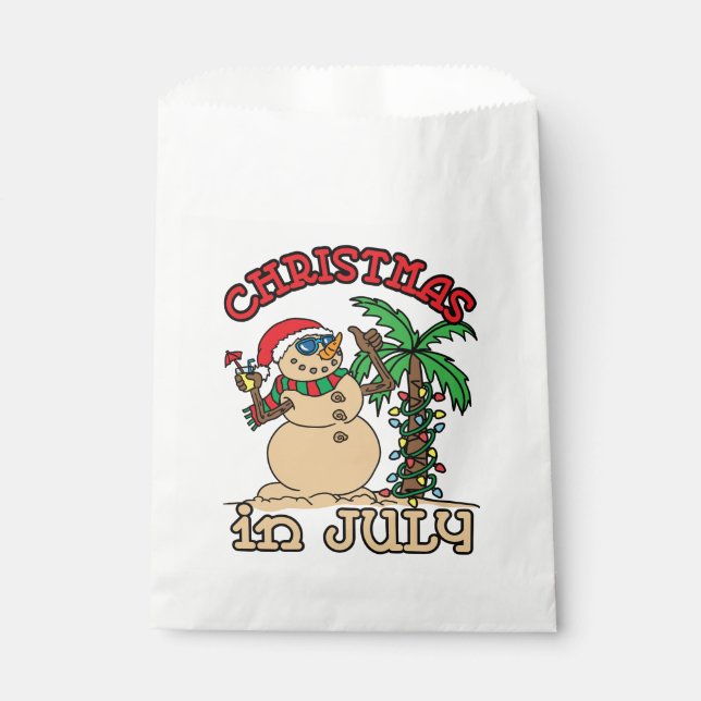 Christmas in July Snowman Sand Beach Favour Bags (Front)