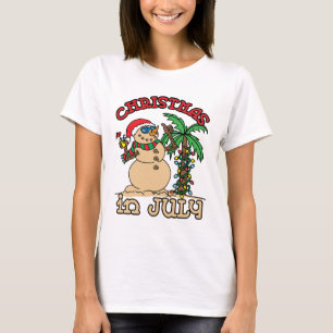 Christmas in July Snowman Sand Beach T-Shirt