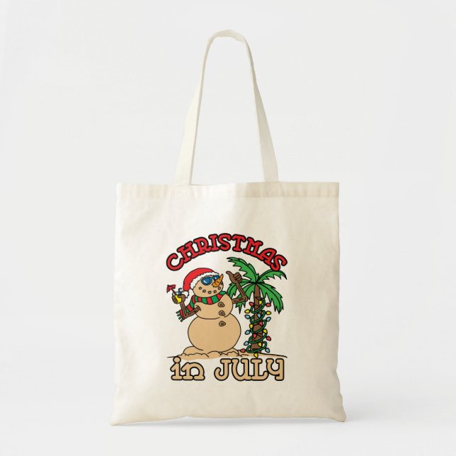 Christmas in July Snowman Sand Beach Tote Bag (Front)