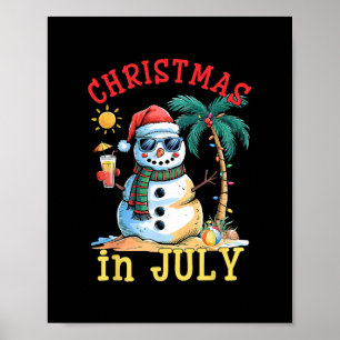 Christmas In July Snowman Summer Beach Vacation Xm Poster