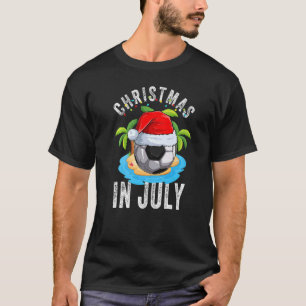 Christmas In July Soccer Santa Hat Summer Vacation T-Shirt