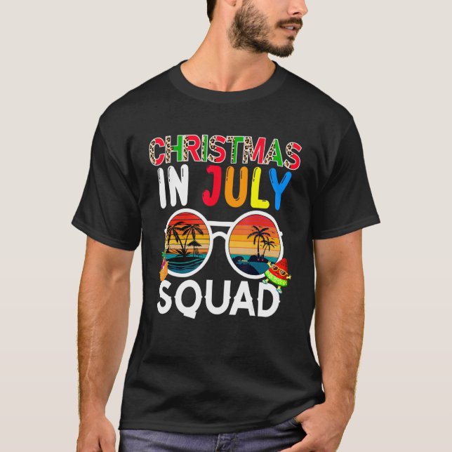 Christmas In July Squad Costume Sunglasses Traveli T-Shirt (Front)