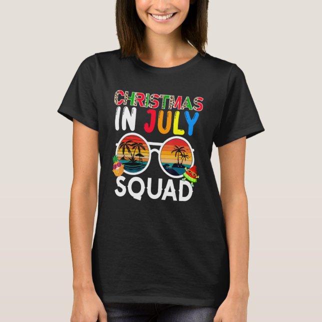 Christmas In July Squad Costume Sunglasses Traveli T-Shirt (Front)