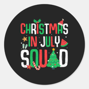Christmas In July Squad Funny Summer Beach Vacatio Classic Round Sticker