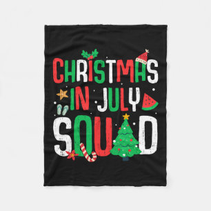 Christmas In July Squad Funny Summer Beach Vacatio Fleece Blanket