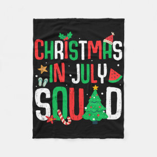 Christmas In July Squad Funny Summer Beach Vacatio Fleece Blanket