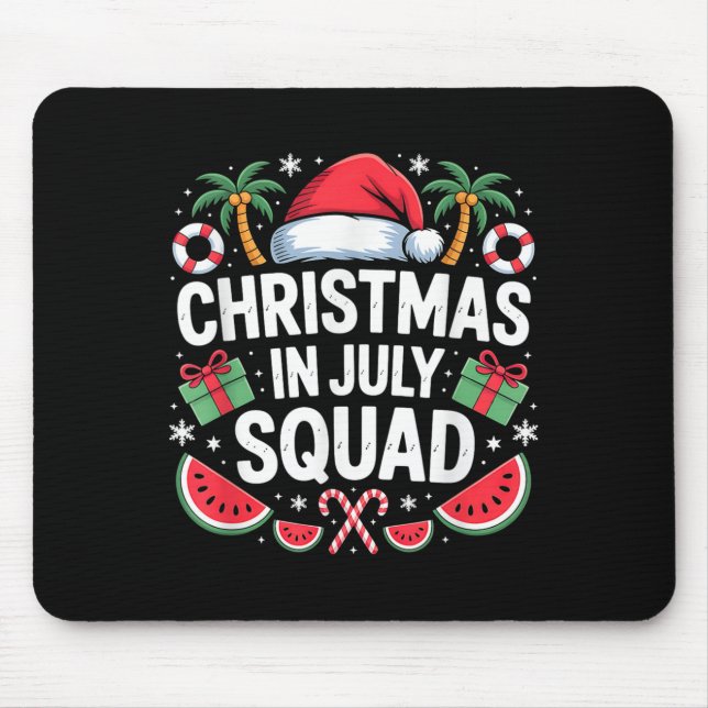 Christmas In July Squad Funny Summer Vacation Men  Mouse Pad (Front)