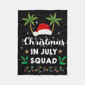 Christmas In July Squad Funny Summer Xmas Santa Ha Fleece Blanket