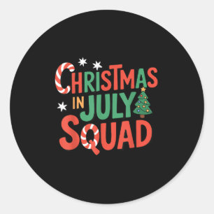 Christmas In July Squad Funny Xmas Summer Vacation Classic Round Sticker