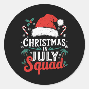 Christmas In July Squad Shirt Family Vacation Summ Classic Round Sticker