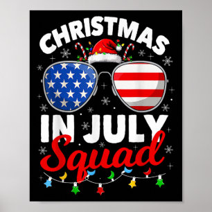 Christmas In July Squad Summer Beach Hawaii Santa Poster