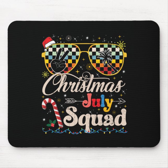 Christmas In July Squad Sungles Summer Beach Funny Mouse Pad (Front)