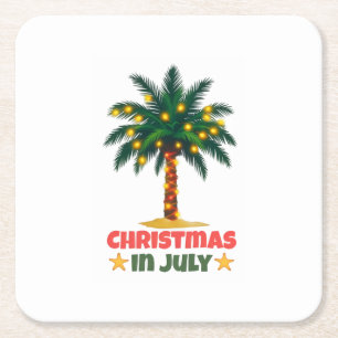 Christmas In July Square Paper Coaster
