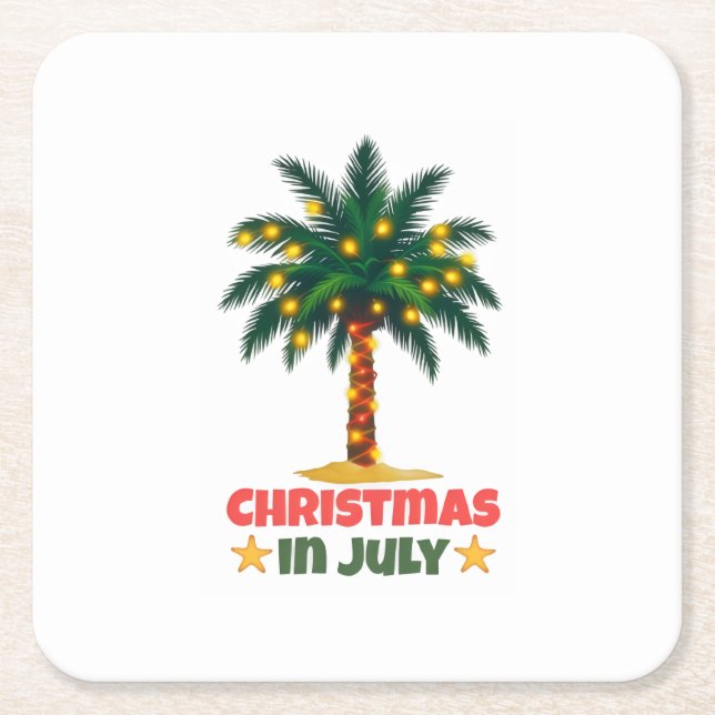 Christmas In July Square Paper Coaster (Front)