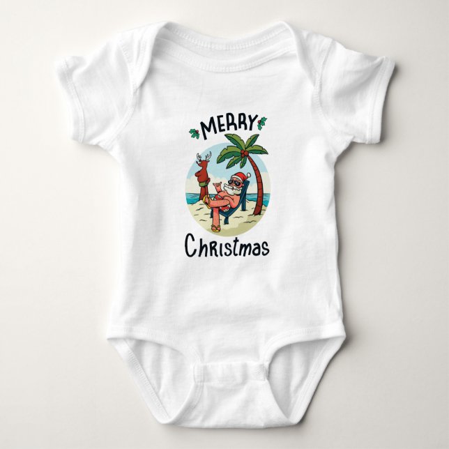 Christmas in July Square Sticker Postcard Baby Bodysuit (Front)