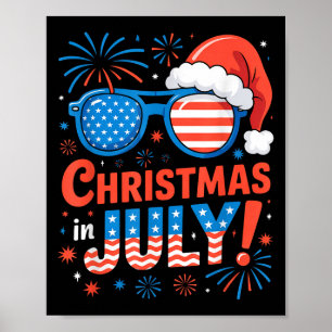 Christmas In July Summer Beach Hawaii Santa Usa Fl Poster