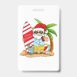 Christmas In July Summer Beach Vacation T-Shirt ID Badge