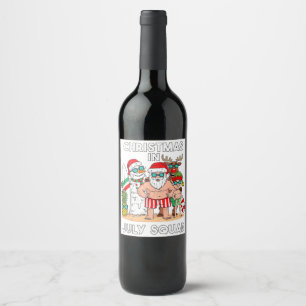 Christmas In July Summer Beach Vacation T-Shirt Wine Label