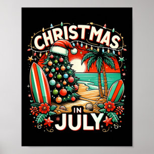 Christmas In July Summer Beach Vacation Xmas Poster