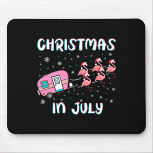 Christmas In July Summer Camping Flamingo Trailer Mouse Pad
