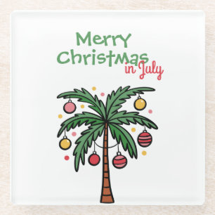 Christmas in July Summer Christmas Party Glass Coaster