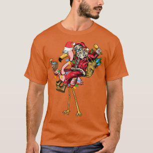 Christmas In July Summer Cocktails Flamingo Santa  T-Shirt