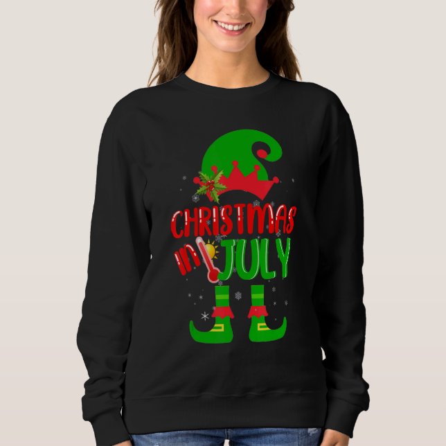 Christmas In July  Summer Elf Santa Xmas Sweatshirt (Front)
