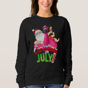 Christmas In July  Summer Flamingo Float Xmas Sweatshirt