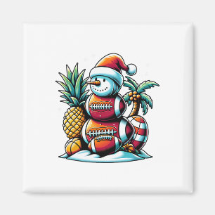 Christmas In July Summer Footll Snowman Funny Chri Magnet