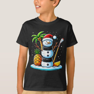 Christmas In July Summer Hockey Snowman Funny Chri T-Shirt