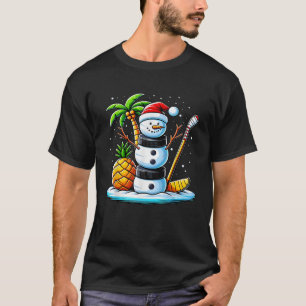 Christmas in July Summer Hockey Snowman Funny Chri T-Shirt