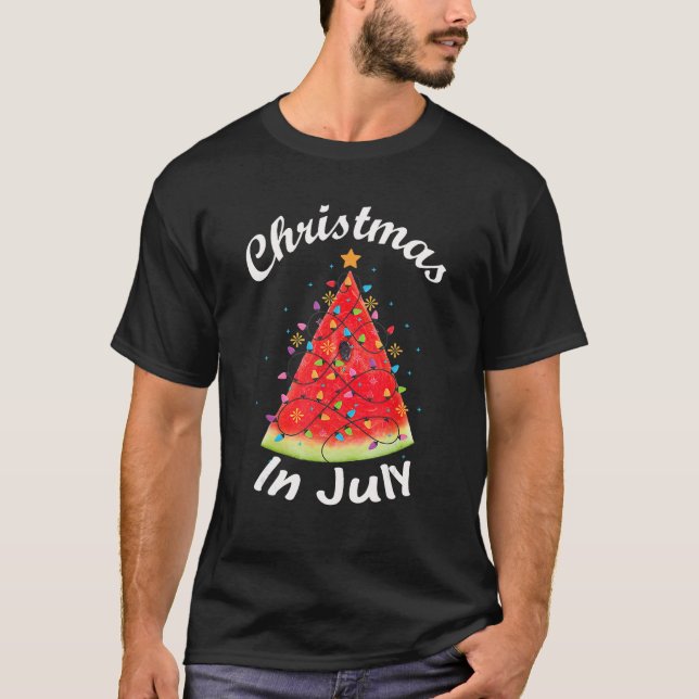 Christmas In July Summer Melon Christmas Tree Summ T-Shirt (Front)