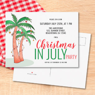 Christmas in July Summer Party Invitation Postcard