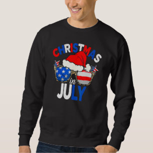 Christmas In July Summer Patriotic USA Santa Hat 4 Sweatshirt