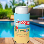 Christmas in July Summer Santa Claus Beach Party Seltzer Can Cooler<br><div class="desc">This cute custom Christmas in July seltzer can cooler makes a perfect summer party favour for a beach bash or pool gathering. Make it a fun north pole themed extravaganza with Santa Claus in his swimming trunks next to a red and white striped beach umbrella and gifts. I've never seen...</div>