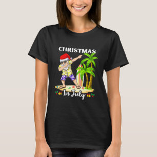 Christmas In July Summer Santa Dabbing Hawaiian On T-Shirt