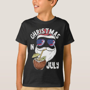 Christmas In July Summer Santa Hawaiin Coconut Dri T-Shirt