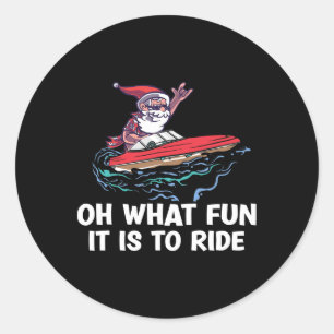 Christmas In July Summer Santa On Beach Boating Classic Round Sticker