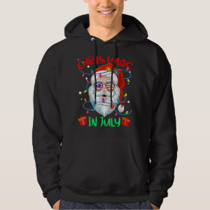 Christmas In July Summer Santa Surfing Beach Vaca Hoodie