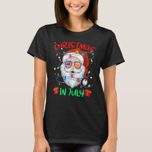 Christmas In July Summer Santa Surfing Beach Vaca T-Shirt