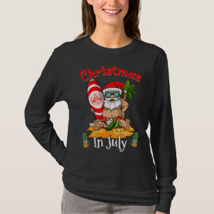 Christmas In July Summer Santa Surfing Beach Vaca T-Shirt