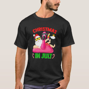 Christmas In July Summer Swimming Fun Santa Claus  T-Shirt