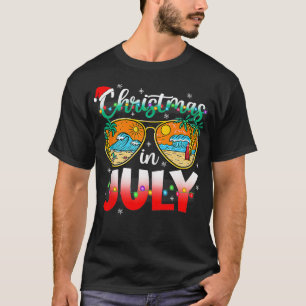 Christmas In July Summer Vacation Beach Sunglasses T-Shirt