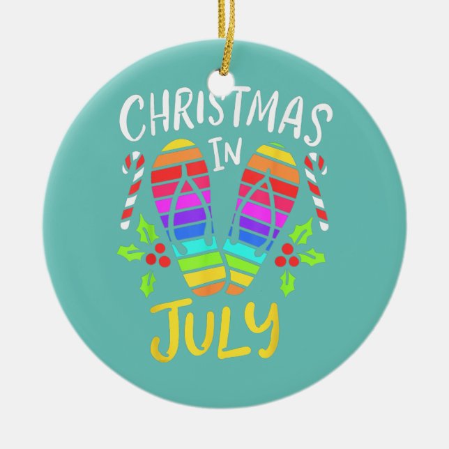 Christmas In July Summer Vacation  Ceramic Tree Decoration (Front)
