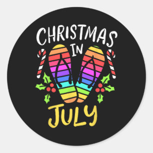 Christmas In July Summer Vacation  Classic Round Sticker
