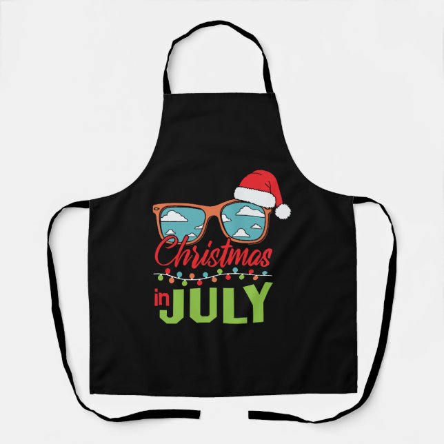Christmas in july sun glasses with santa hat apron (Front)