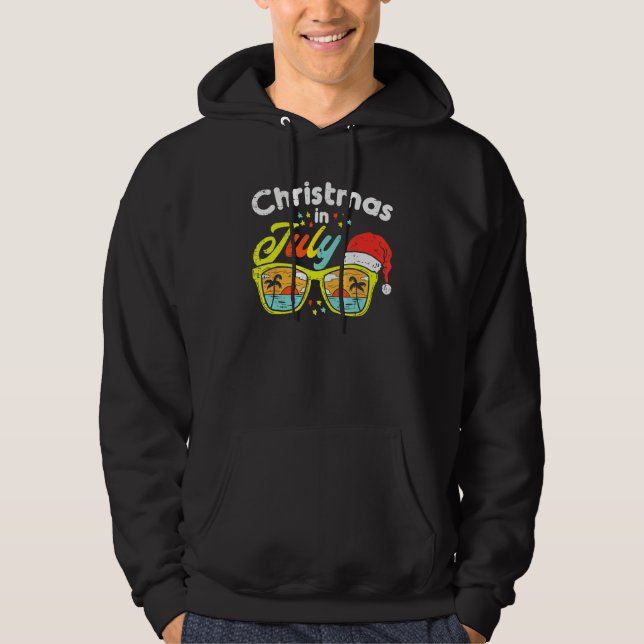 Christmas In July Sunglasses Santa Beach Summer Su Hoodie (Front)
